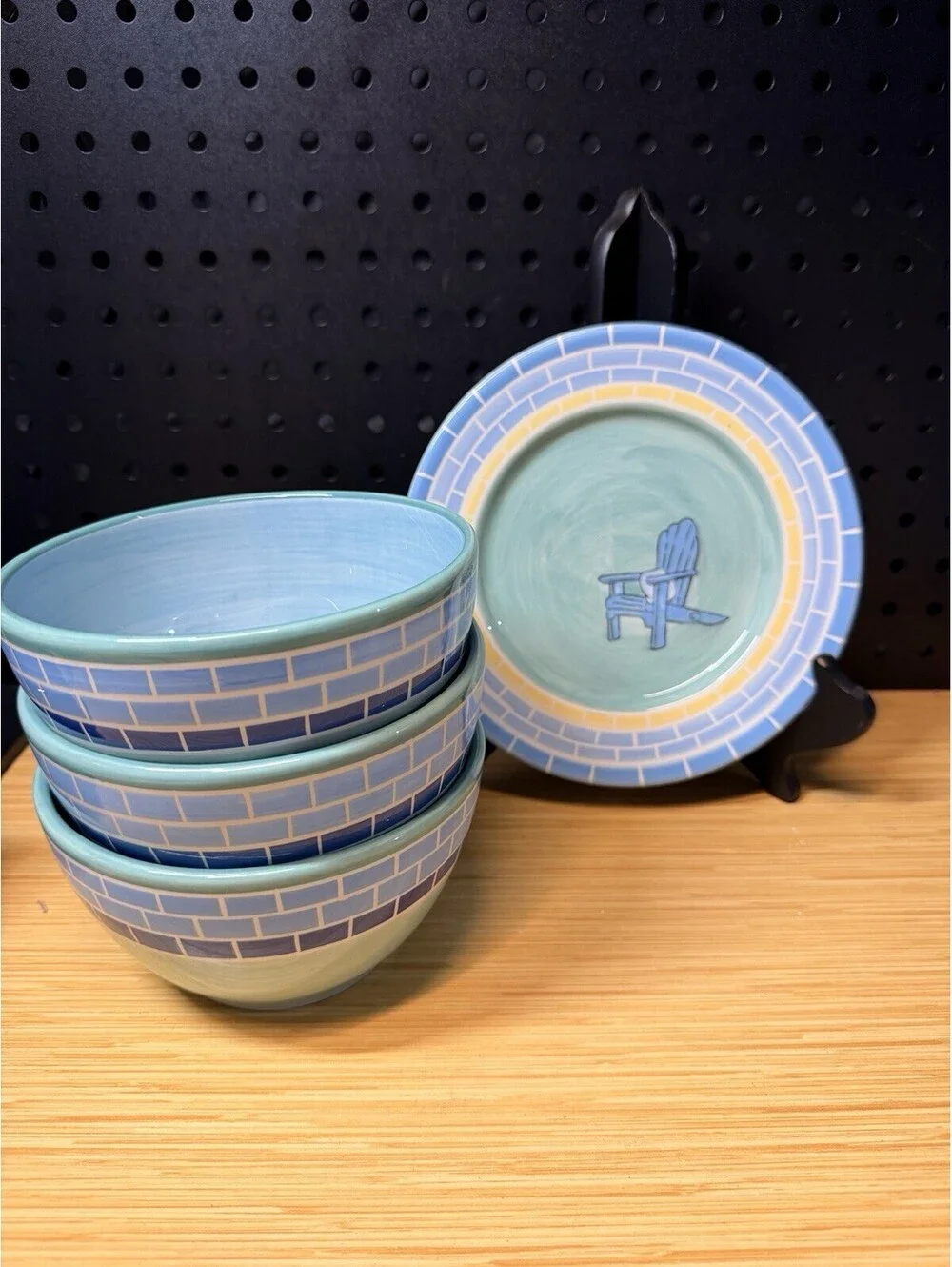 KIC Handpainted Bowls Dinnerware Brushes Stonemite Turquoise